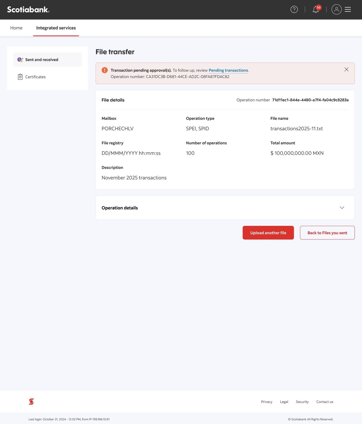 Upload confirmed, waiting for approval.